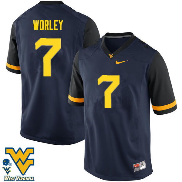 NCAA Men's Daryl Worley West Virginia Mountaineers Navy #7 Nike Stitched Football College Authentic Jersey JJ23F64HD
